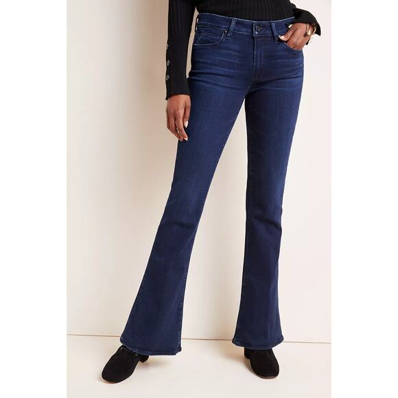 Paige Lou Lou Mid-Rise Dark Wash Flare Jeans - Size 26 - Picture 2 of 9